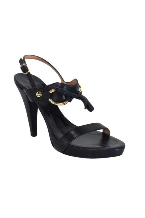 Max Mara - Black Leather Tie Front Heels Sz 9