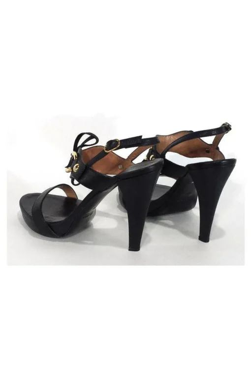 Max Mara - Black Leather Tie Front Heels Sz 9