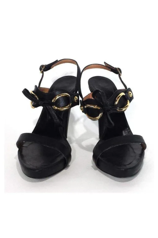 Max Mara - Black Leather Tie Front Heels Sz 9