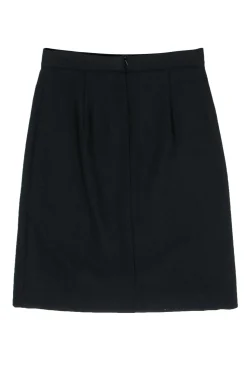 Max Mara - Black Midi Pencil Skirt w/ Bejeweled Pockets Sz 12