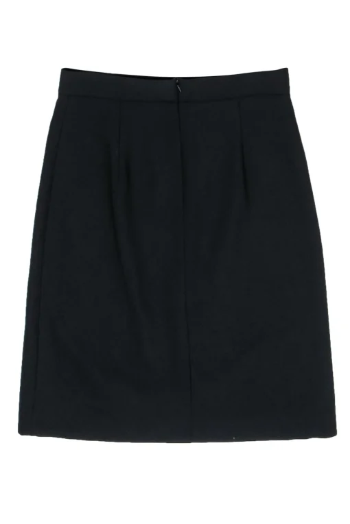 Max Mara - Black Midi Pencil Skirt w/ Bejeweled Pockets Sz 12
