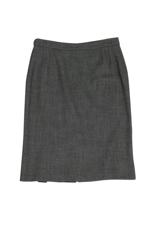 Max Mara - Cream & Black Pencil Skirt Sz 12