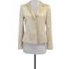 Max Mara - Cream Striped Cotton Blend Blazer Sz 6