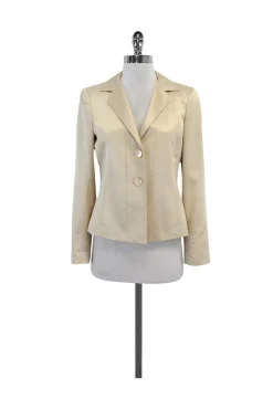Max Mara - Cream Striped Cotton Blend Blazer Sz 6