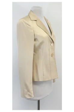 Max Mara - Cream Striped Cotton Blend Blazer Sz 6