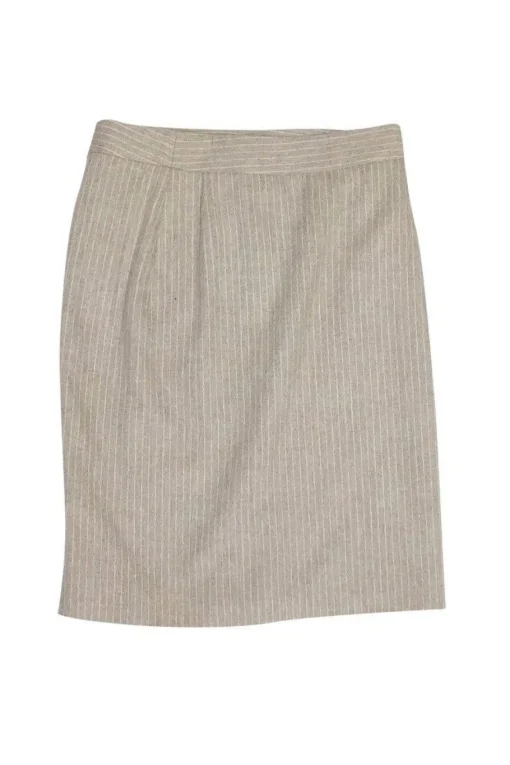 Max Mara - Cream Striped Skirt Sz 6