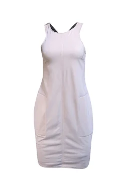 Max Mara - Cream w/ Black & White Beaded Back Strap Dress Sz 2