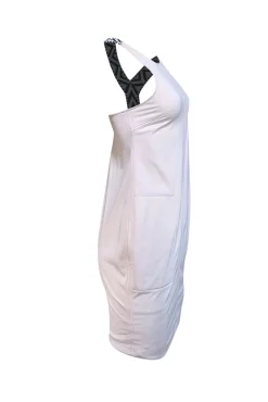 Max Mara - Cream w/ Black & White Beaded Back Strap Dress Sz 2