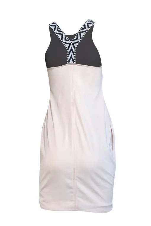 Max Mara - Cream w/ Black & White Beaded Back Strap Dress Sz 2