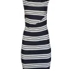 Max Mara - Dark Navy & White Stripe Fitted Dress Sz S
