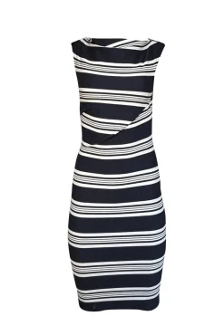 Max Mara - Dark Navy & White Stripe Fitted Dress Sz S