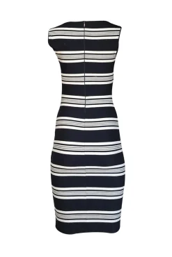 Max Mara - Dark Navy & White Stripe Fitted Dress Sz S