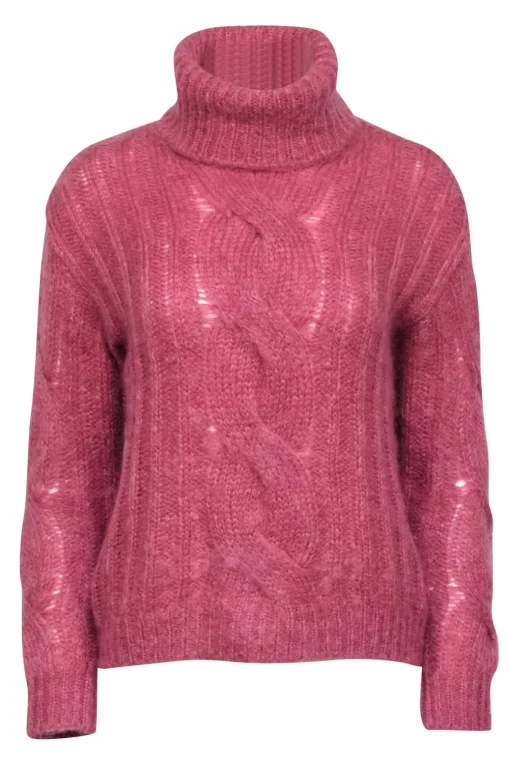 Max Mara - Pink Mohair Blend Turtleneck Sweater Sz XS
