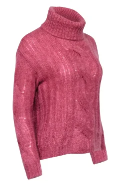 Max Mara - Pink Mohair Blend Turtleneck Sweater Sz XS