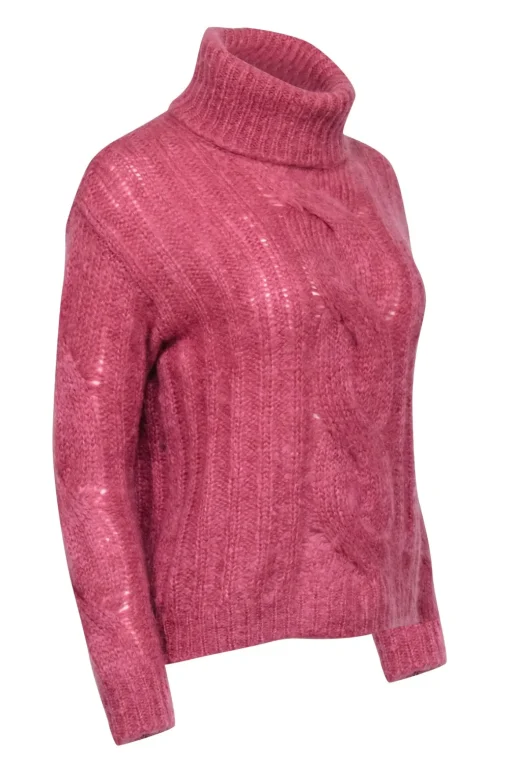 Max Mara - Pink Mohair Blend Turtleneck Sweater Sz XS