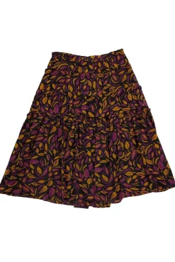 Max Mara - Purple & Gold Leaf Print Skirt Sz 8