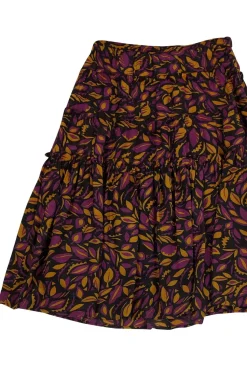Max Mara - Purple & Gold Leaf Print Skirt Sz 8