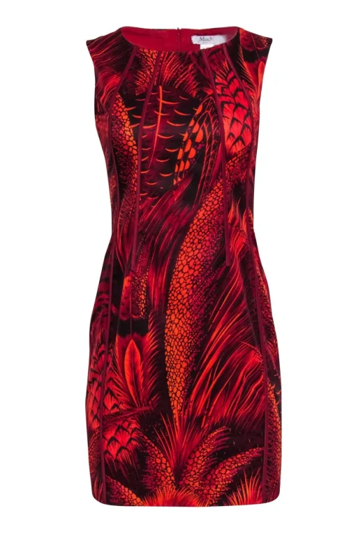 Max Mara - Red & Orange Print Dress Sz 8