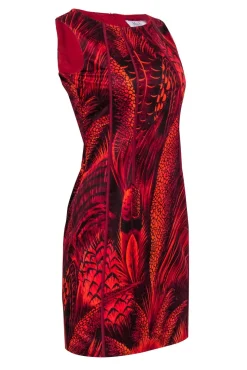 Max Mara - Red & Orange Print Dress Sz 8