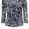 Max Mara - Taupe Grey Leopard Print Surplice Top Sz S