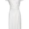 Max Mara - White Cap Sleeve Pleated "Feluca" Sheath Dress Sz 14