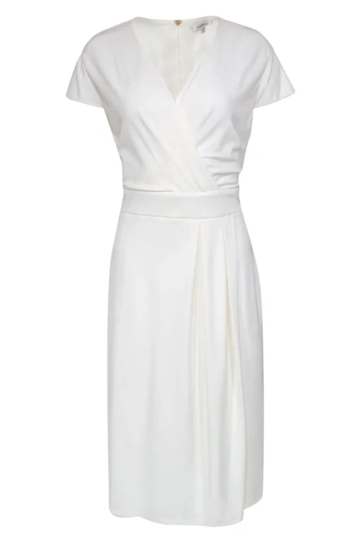 Max Mara - White Cap Sleeve Pleated "Feluca" Sheath Dress Sz 14