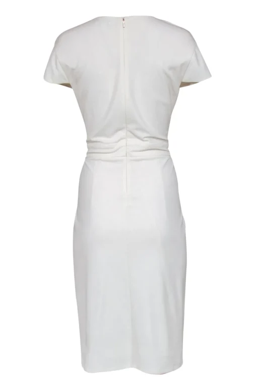 Max Mara - White Cap Sleeve Pleated "Feluca" Sheath Dress Sz 14