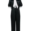 Mayle - Black Silk Crop Sleeve Jumpsuit Sz 10