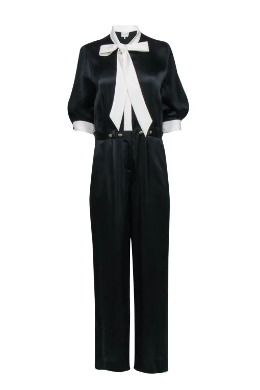 Mayle - Black Silk Crop Sleeve Jumpsuit Sz 10