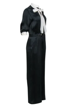 Mayle - Black Silk Crop Sleeve Jumpsuit Sz 10