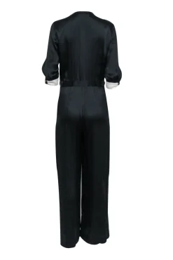 Mayle - Black Silk Crop Sleeve Jumpsuit Sz 10