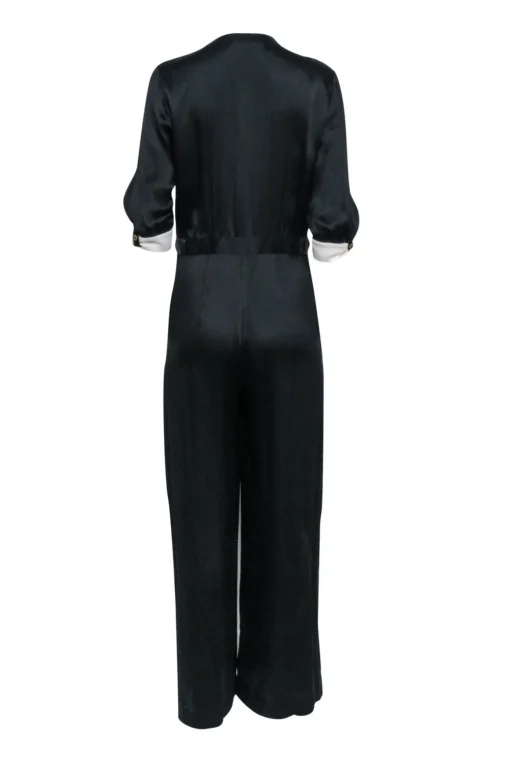 Mayle - Black Silk Crop Sleeve Jumpsuit Sz 10
