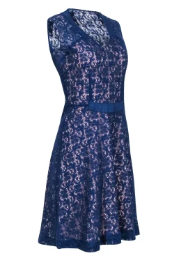 Mayle -  Blue Sleeveless Lace A-line Dress Sz 8