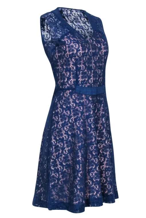 Mayle -  Blue Sleeveless Lace A-line Dress Sz 8