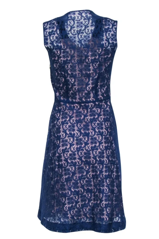 Mayle -  Blue Sleeveless Lace A-line Dress Sz 8