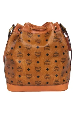 MCM - Tan Dessau Medium Visetos Bucket Bag