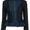McQ by Alexander McQueen - Black Layered Design Jacket w/ Clasp Trim Sz 2