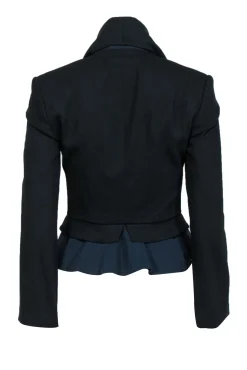 McQ by Alexander McQueen - Black Layered Design Jacket w/ Clasp Trim Sz 2