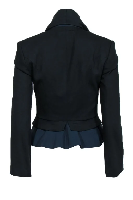 McQ by Alexander McQueen - Black Layered Design Jacket w/ Clasp Trim Sz 2