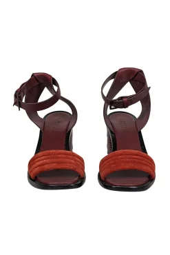 Mercedes Castillo - Maroon, Rust Red, & Black Strappy Sandals Sz 6