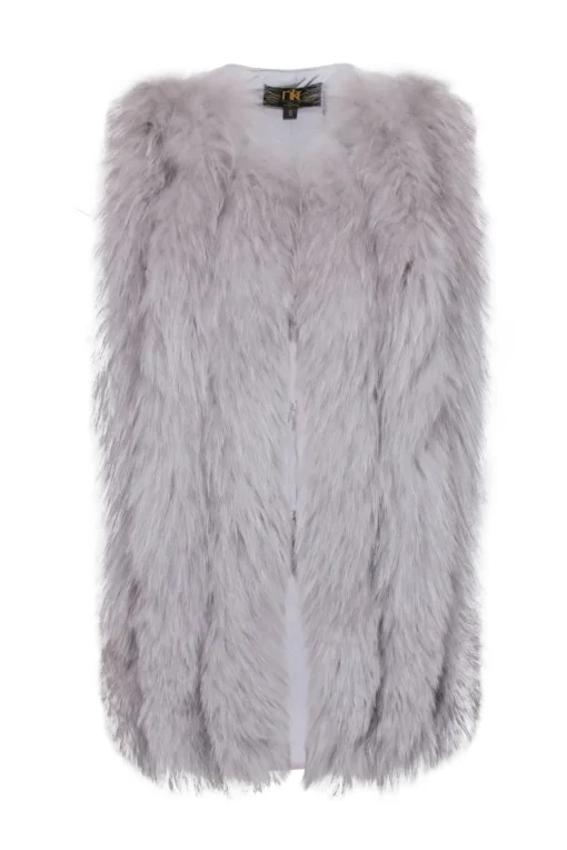 Metric Knits - Grey Vest w/ Fox Fur Sz S