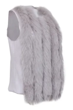 Metric Knits - Grey Vest w/ Fox Fur Sz S