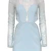 Michael Costello x Revolve - Baby Blue Floral Lace Sheath Dress w/ Cutouts Sz S
