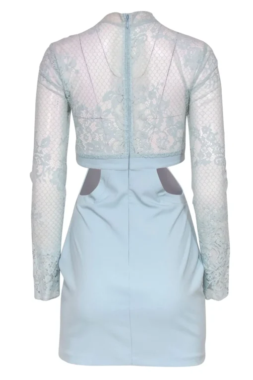 Michael Costello x Revolve - Baby Blue Floral Lace Sheath Dress w/ Cutouts Sz S