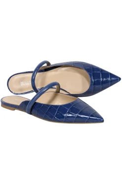 Michael Kors - Blue Croc Embossed Pointed Toe Mule Flats Sz 6