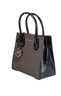 Michael Kors - Brown & Black Logo Canvas Crossbody w/ Leather Trim