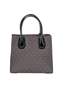 Michael Kors - Brown & Black Logo Canvas Crossbody w/ Leather Trim