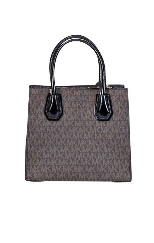 Michael Kors - Brown & Black Logo Canvas Crossbody w/ Leather Trim