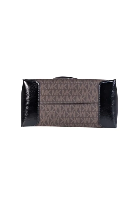 Michael Kors - Brown & Black Logo Canvas Crossbody w/ Leather Trim