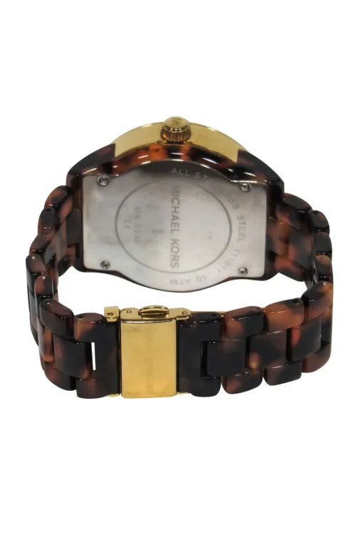 Michael Kors - Brown Tortoise Shell Lucite Chainlink Watch w/ Jeweled Face
